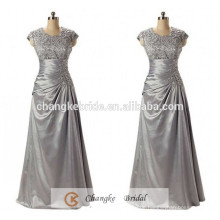 Hochwertige Abendkleider Taft Plus Size Silber Applique Pattern Mutter der Braut Kleid Custom Made